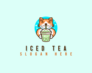 Milk Tea Cat Beverage logo design