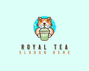 Milk Tea Cat Beverage logo design