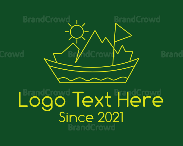 Mountain Scenery Boat Logo