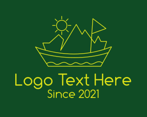 Seafarer - Mountain Scenery Boat logo design