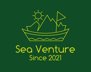 Mountain Scenery Boat  logo design