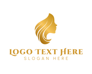 Pretty - Gold Woman Hair logo design
