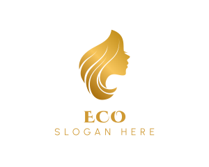 Beauty Lounge - Gold Woman Hair logo design