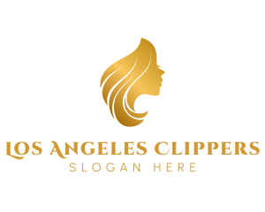 Beauty Lounge - Gold Woman Hair logo design