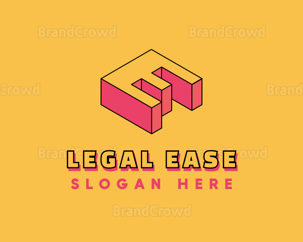 3D Pixel Letter E Logo