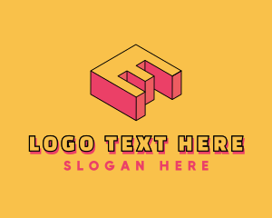 3d - 3D Pixel Letter E logo design