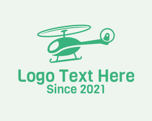 Aerial Vehicle - Green Helicopter Transport logo design