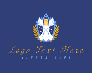 Wreath - Religious Angel Shield logo design