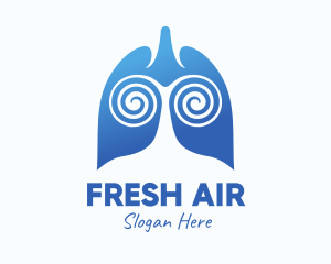 Blue Swirly Respiratory Lungs logo design