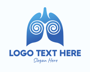 Lung Cancer - Blue Swirly Respiratory Lungs logo design
