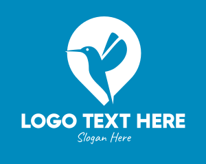 Negative Space - Blue Hummingbird Location Pin logo design