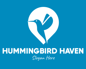 Blue Hummingbird Location Pin logo design