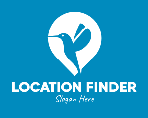 Geolocation - Blue Hummingbird Location Pin logo design