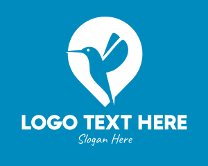 Blue Hummingbird Location Pin Logo