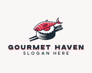 Fish Sushi Dining logo design