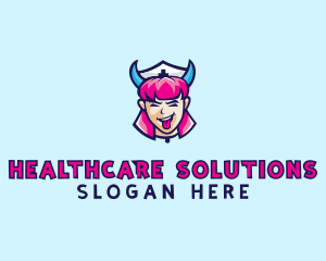 Physician - Crazy Nurse Woman logo design