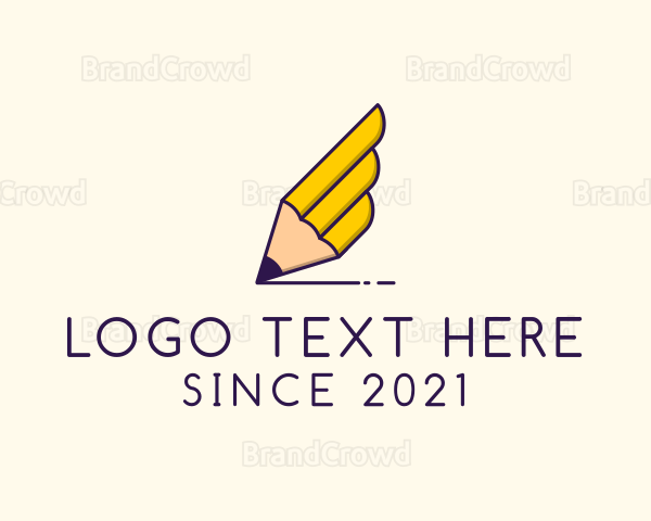 Winged Writing Pencil Logo