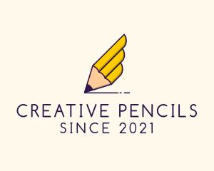 Winged Writing Pencil logo design