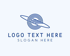 Production - Planet Orbit Letter E logo design