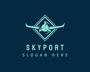 Airport - Propeller Airplane Transportation logo design