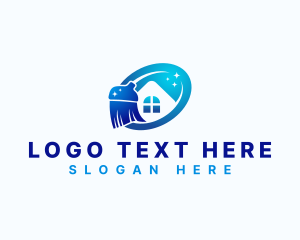 Disinfectant - Broom Cleaning House logo design