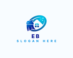 Disinfectant - Broom Cleaning House logo design