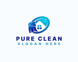 Broom Cleaning House logo design