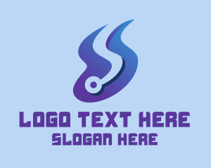 Computer Repair - Blue Technology Letter S Flow logo design