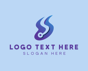Manufacturer - Blue Technology Letter S Flow logo design