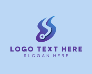 Blue Technology Letter S Flow  Logo