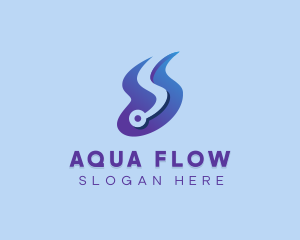 Flow - Blue Technology Letter S Flow logo design