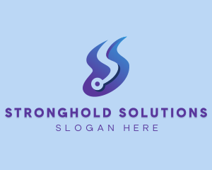 Blue Technology Letter S Flow  logo design