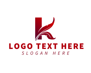 Author - Feather Business Letter K logo design