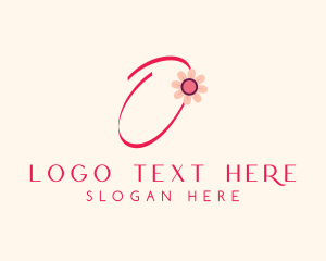 Calligraphic - Pink Flower Letter O logo design