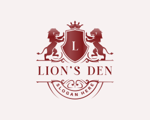 Lion Shield Crown logo design