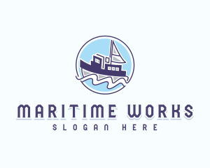 Marine Fishing Boat logo design