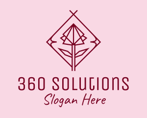 Maroon Geometric Rose  logo design