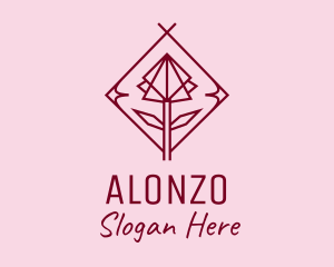 Maroon Geometric Rose  logo design