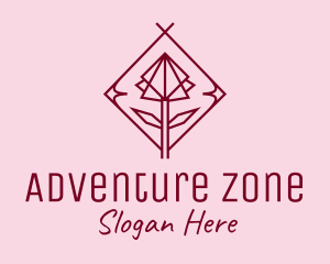 Maroon Geometric Rose  logo design