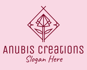 Maroon Geometric Rose  logo design