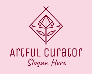 Maroon Geometric Rose  logo design