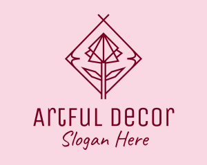 Maroon Geometric Rose  logo design