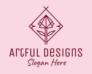 Maroon Geometric Rose  logo design