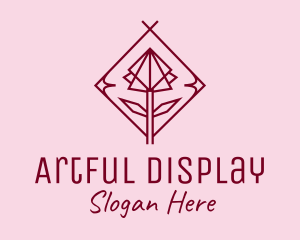 Maroon Geometric Rose  logo design