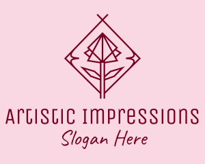 Maroon Geometric Rose  logo design