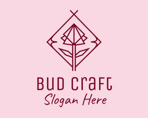 Bud - Maroon Geometric Rose logo design