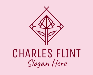 Maroon Geometric Rose  logo design