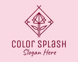 Maroon Geometric Rose  logo design