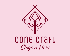 Maroon Geometric Rose  logo design