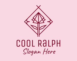 Maroon Geometric Rose  logo design